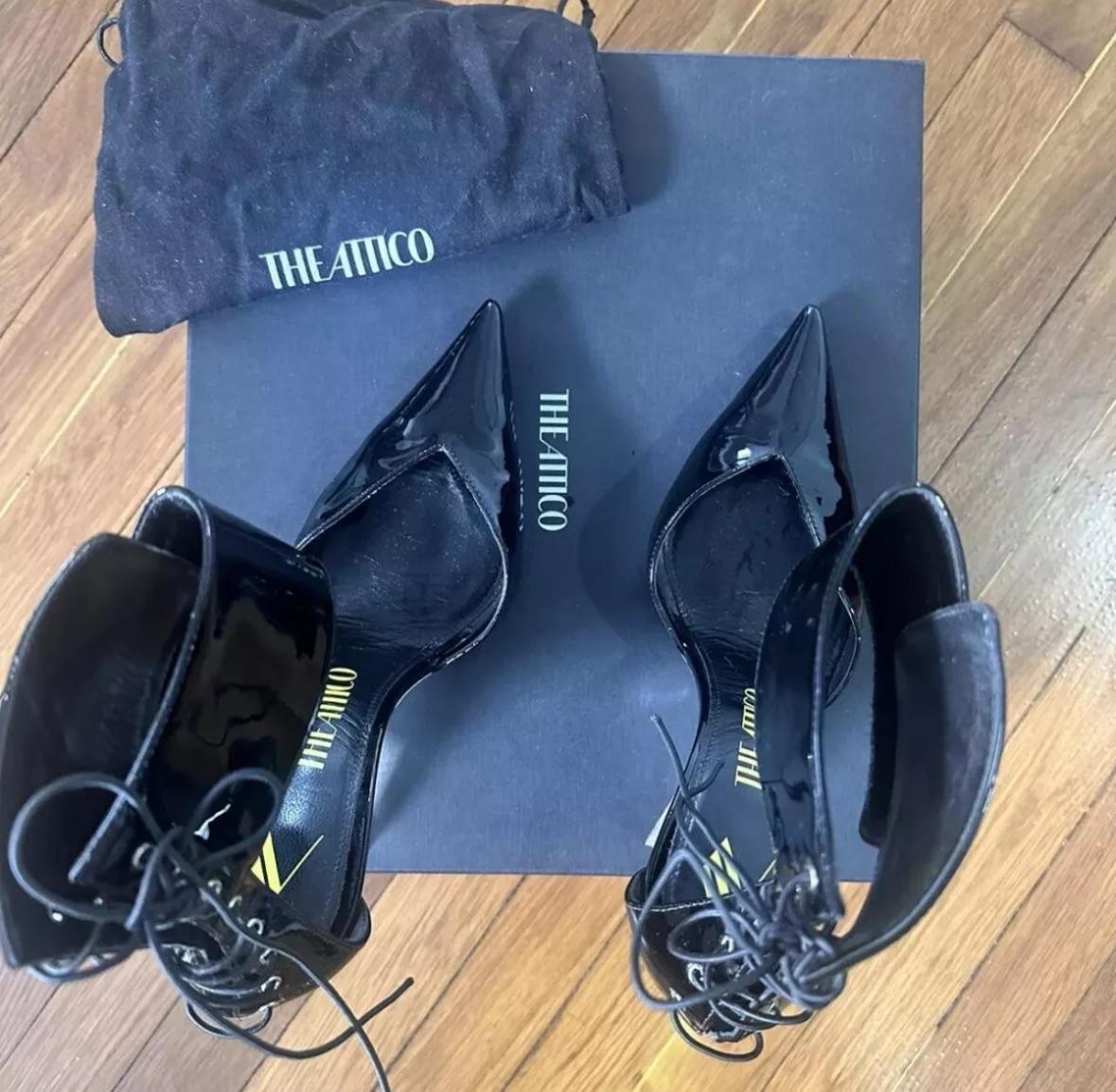 The Attico Black Patent Leather Morgan Wedges