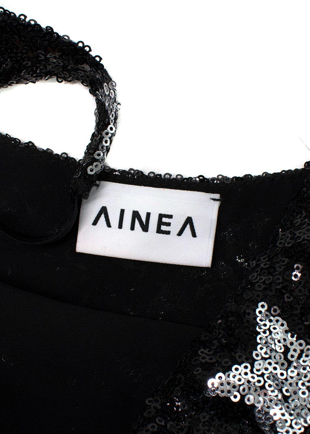 Ainea Black Star Sequin Cowl Neck Gown