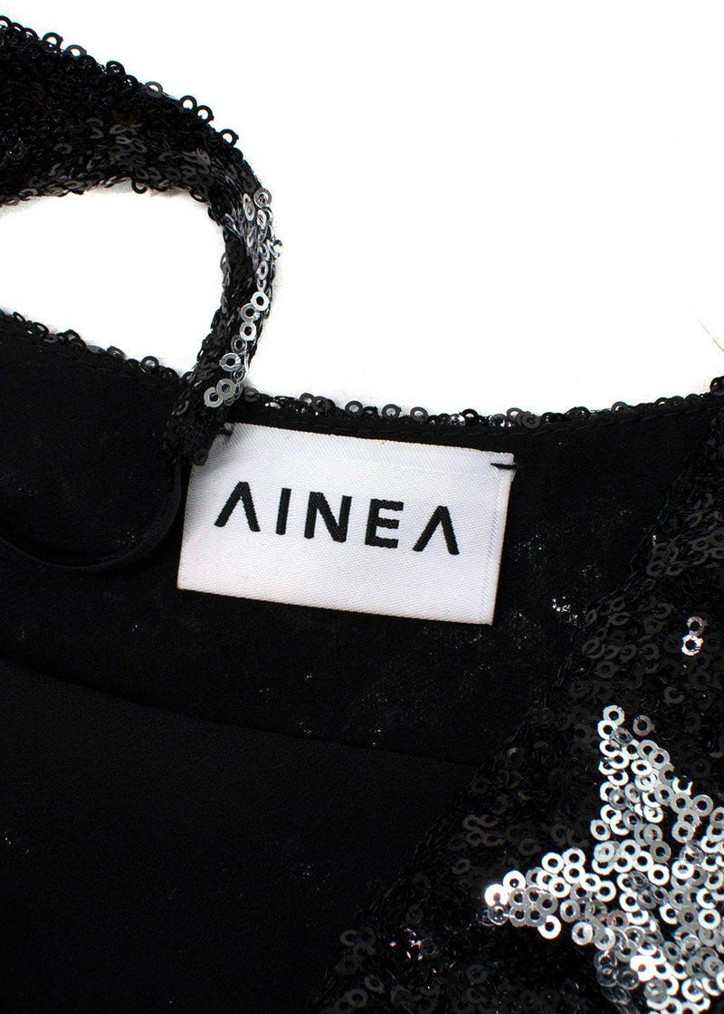 Ainea Black Star Sequin Cowl Neck Gown