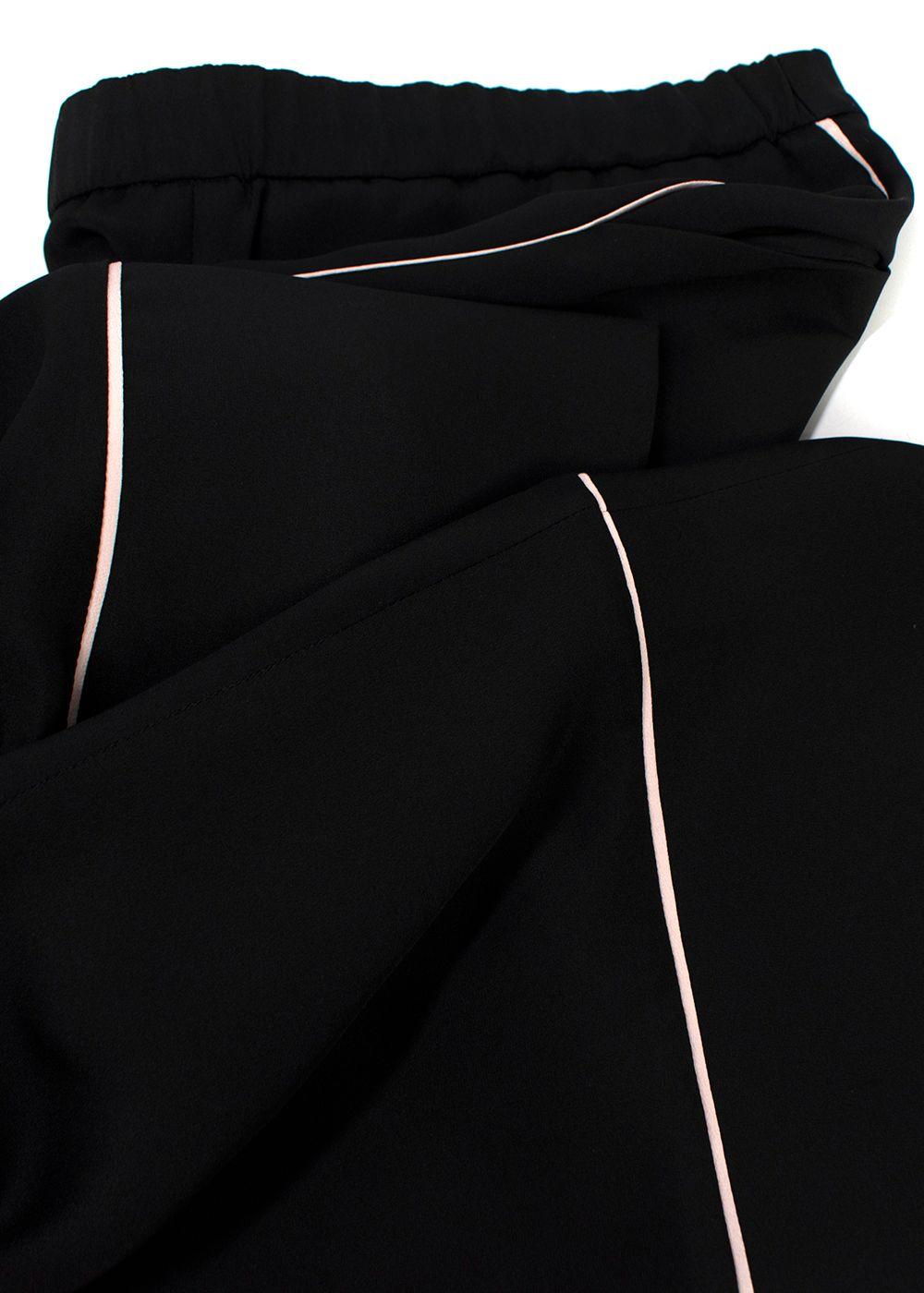 Erdem Black Contrast Piping Silk Tailored Trousers