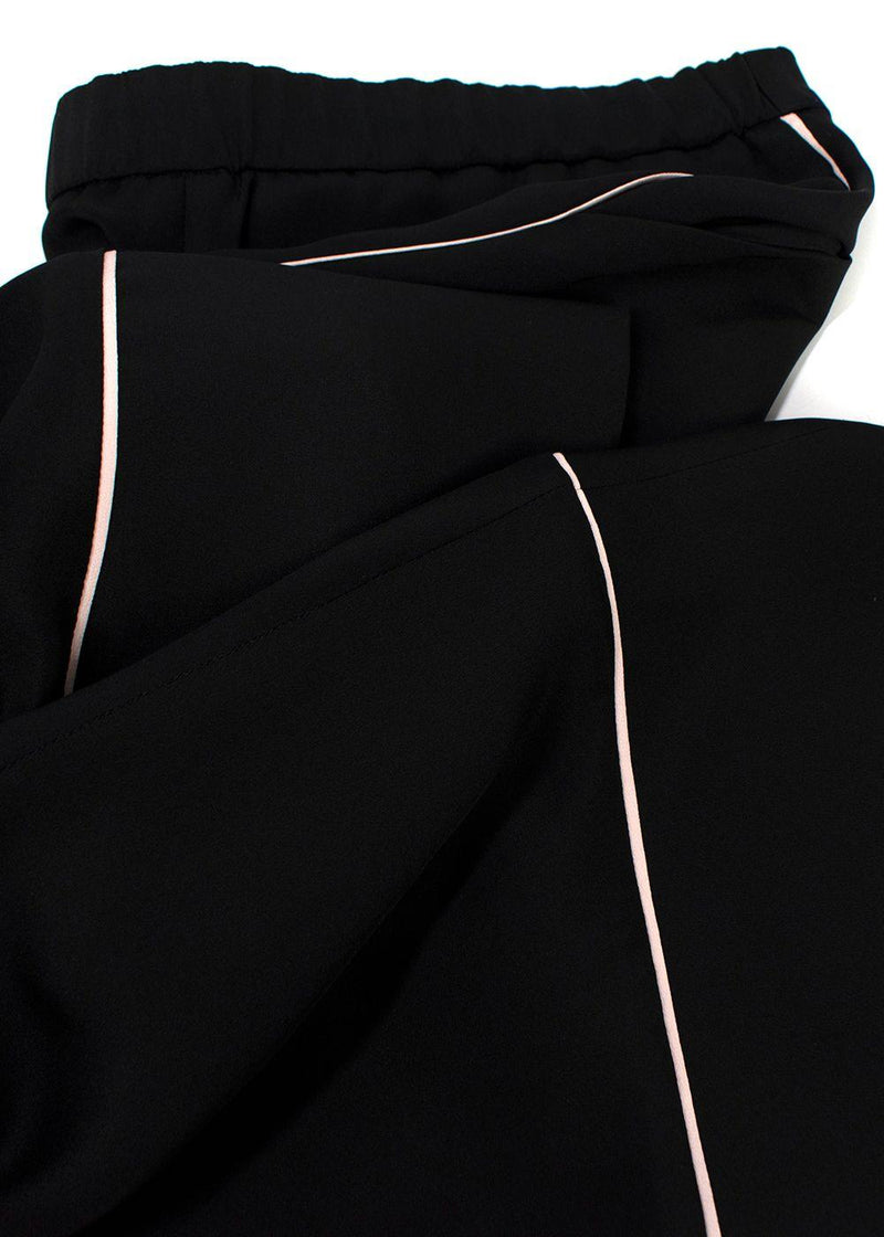 Erdem Black Contrast Piping Silk Tailored Trousers