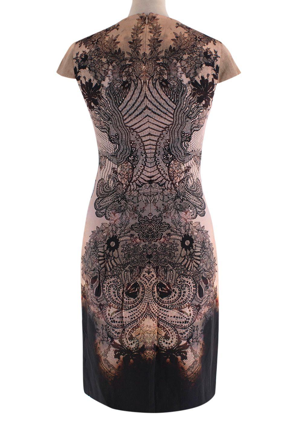 Alexander McQueen MCQ black lace-effect botanical print dress
