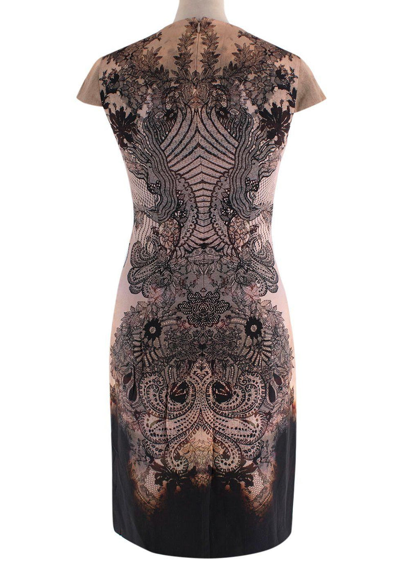 Alexander McQueen MCQ black lace-effect botanical print dress