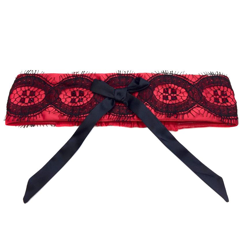 Spoylt Couture Rouge Satin & Leavers Lace Garter