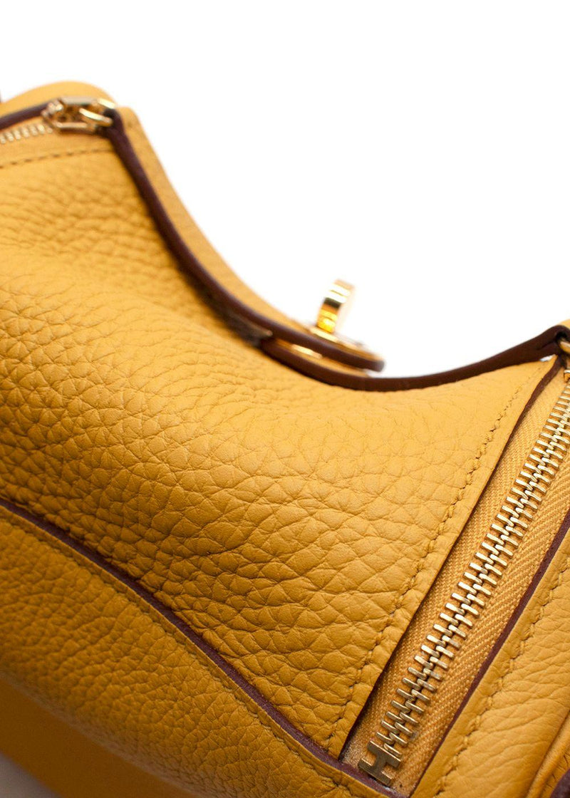 Hermes Mini Lindy in Sun Clemence Leather with Gold Hardware