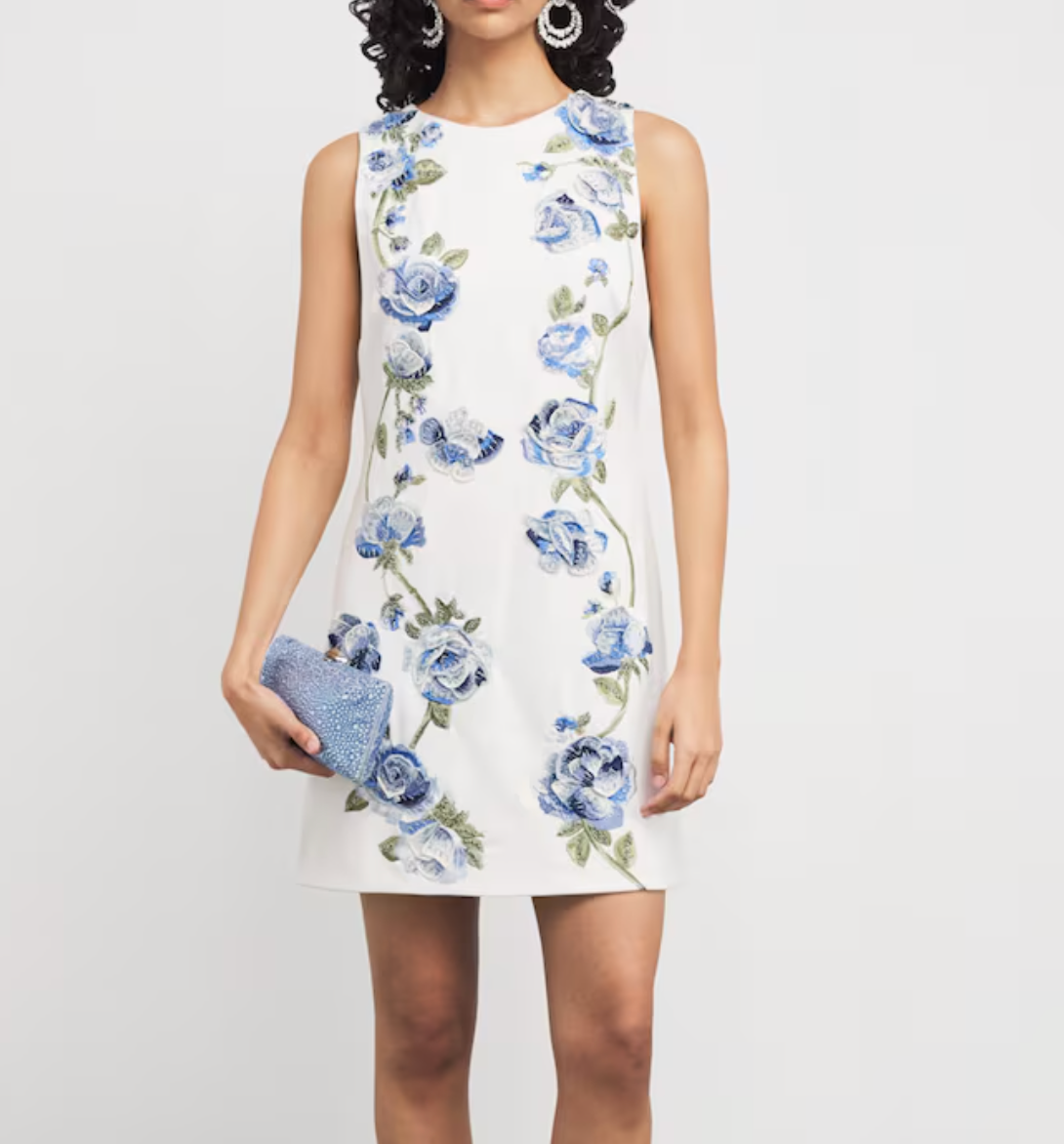 Alice+Olivia Embroidered Floral Clyde Mini Dress
