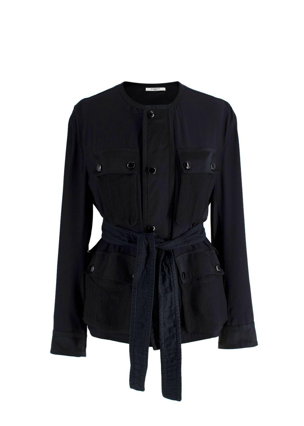 Givenchy Black  Belted  Silk Blend Utility Jacket