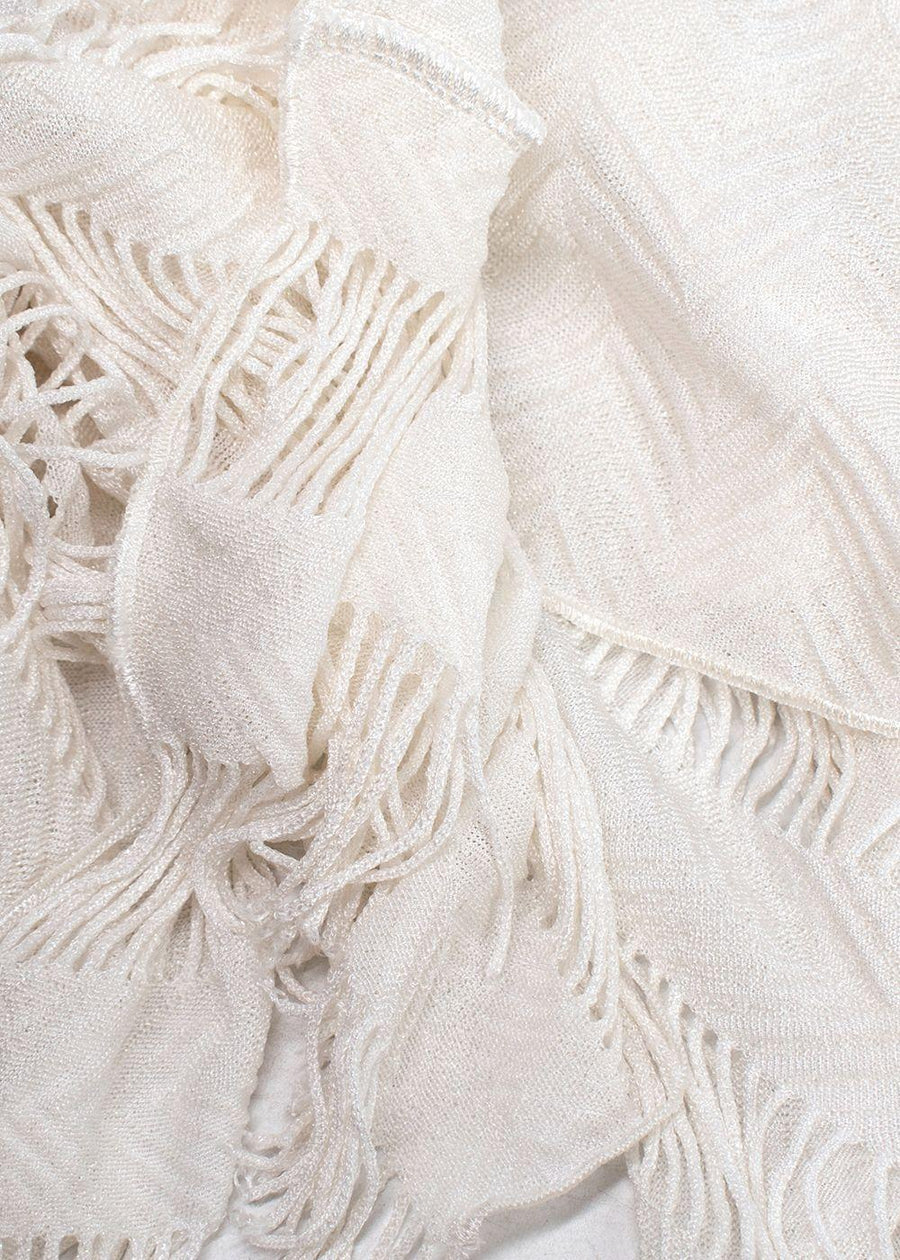 Missoni Mare White Zigzag Woven Draped Top