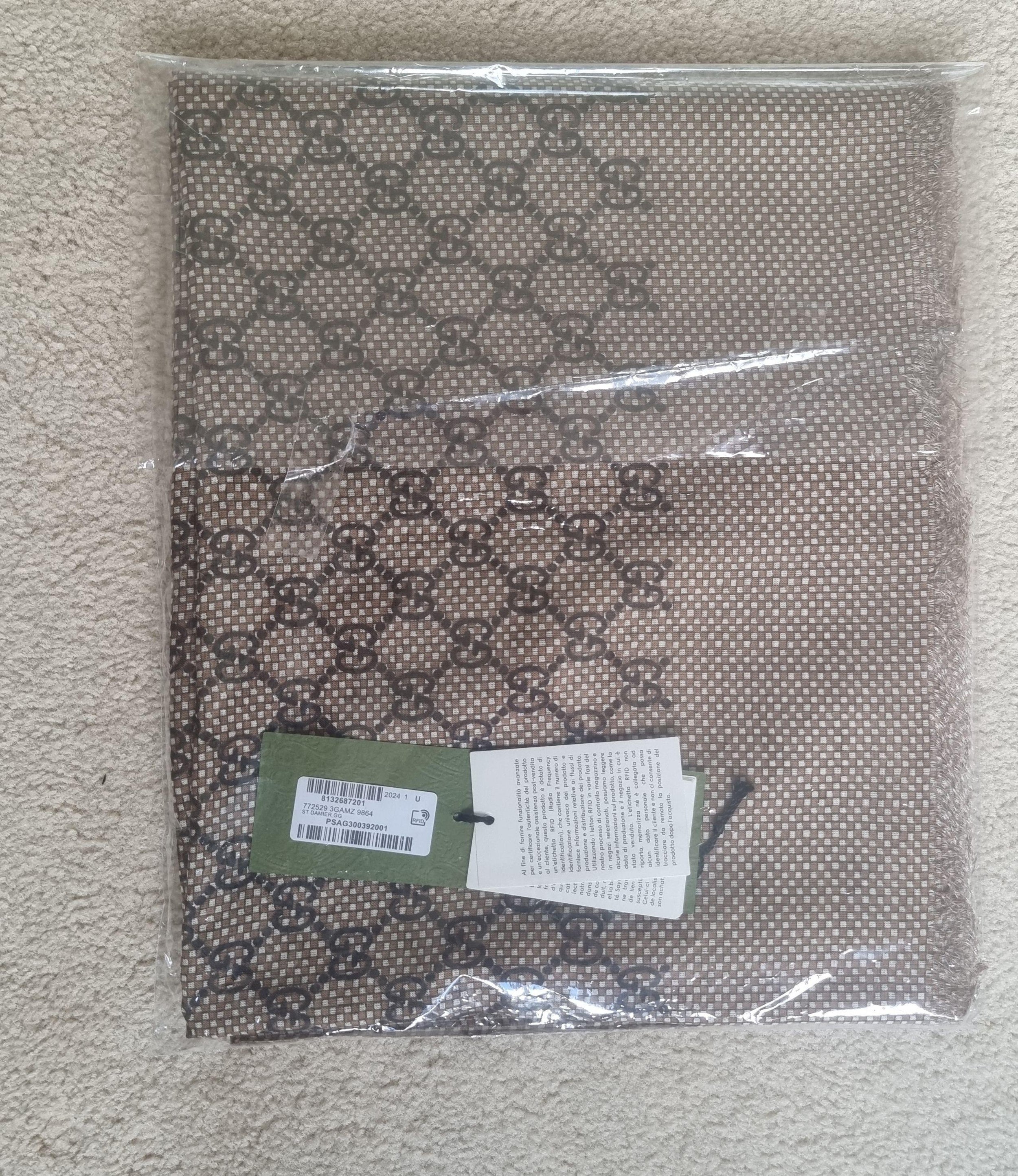 Gucci Brown GG Silk/Wool Scarf/Stole