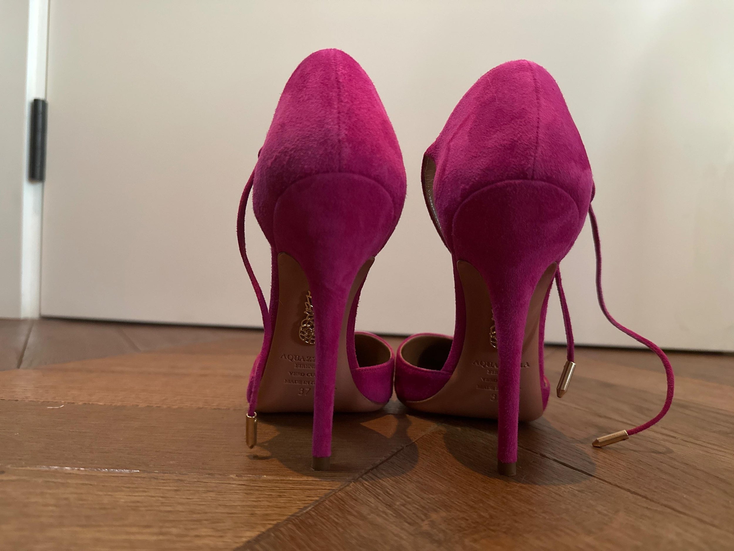 Aquazurra Pink Suede D'orsay  Heels