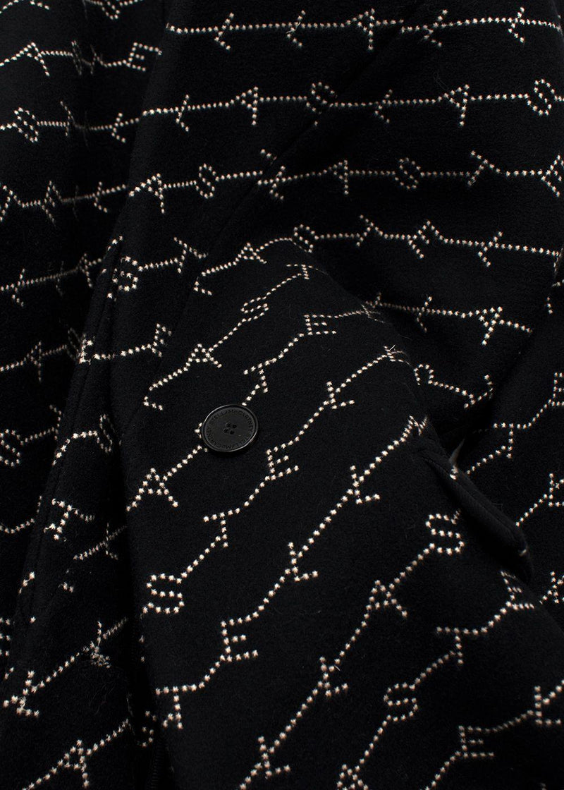 Stella McCartney Black Logo Print Wool Blend Coat