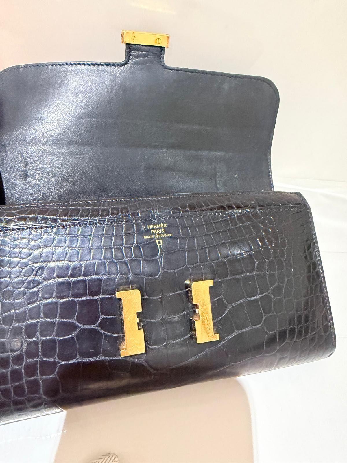 Hermes Alligator Black Constance Wallet