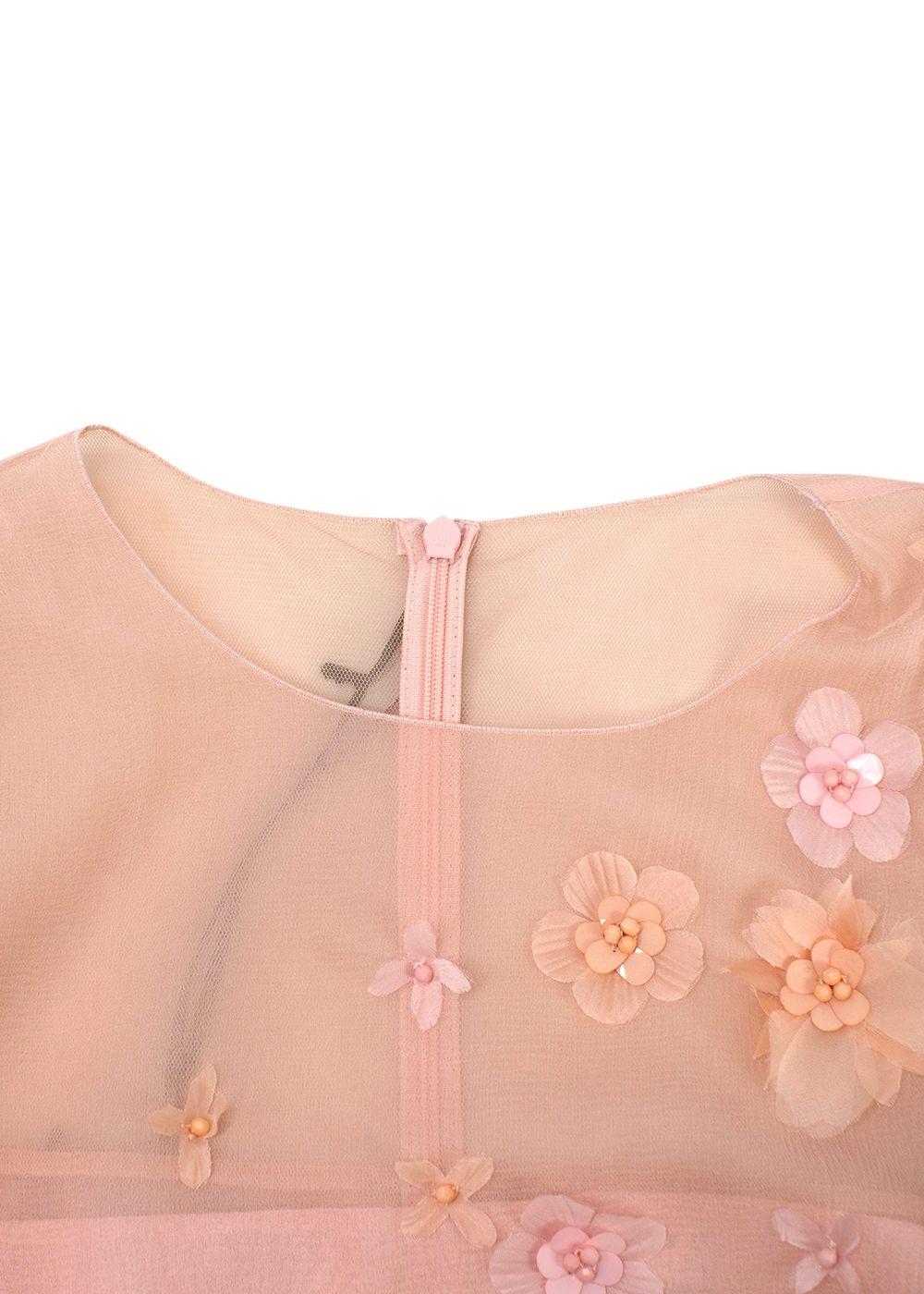 Andrew GN Blush Pink Floral and Feather Detail Top