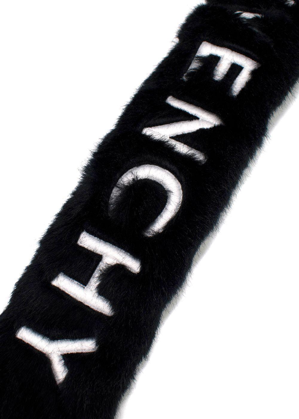 Givenchy Black Faux Fur and Leather Logo Bag Strap