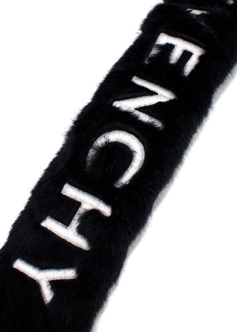 Givenchy Black Faux Fur and Leather Logo Bag Strap