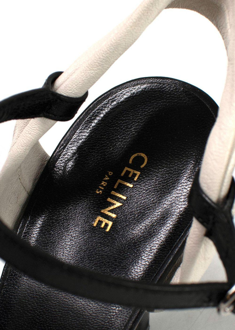Celine Black and White Leather Twist Pumps