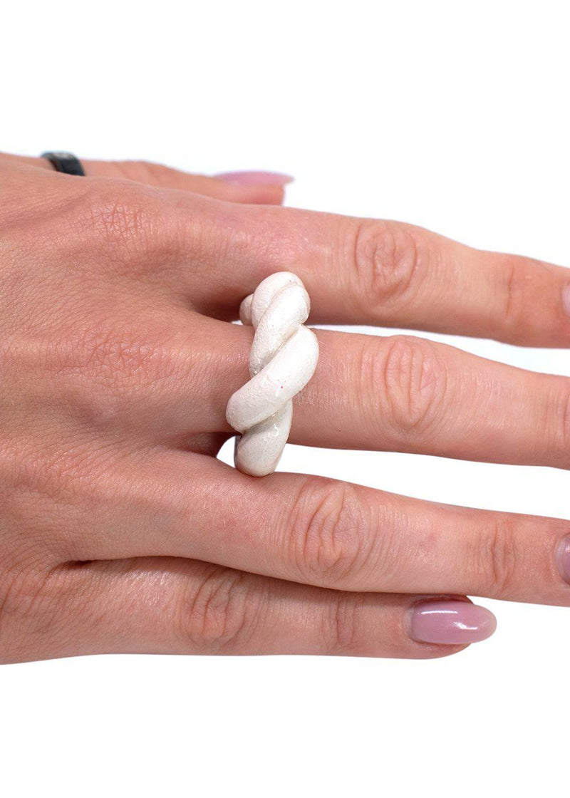 Levens Glazed Clay Chunky Twist Ring