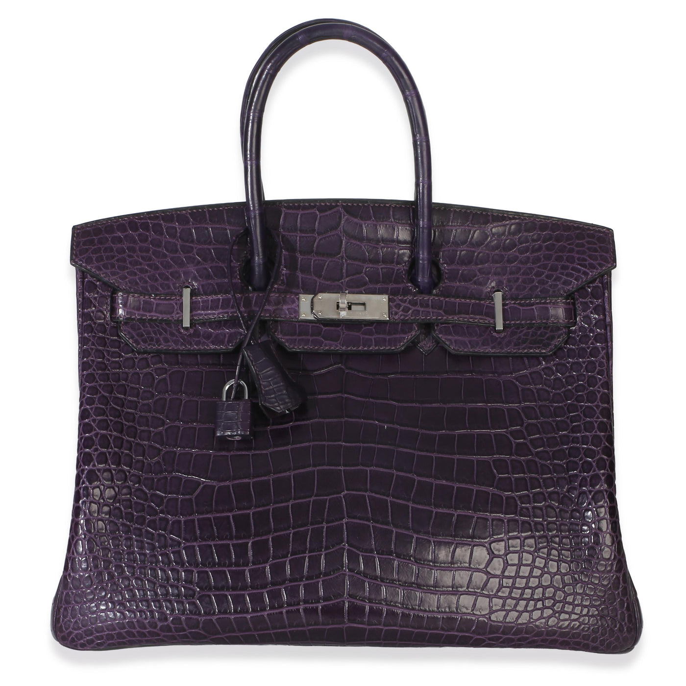 Hermès  Matte Niloticus Amethyst Crocodile Birkin 35 PHW