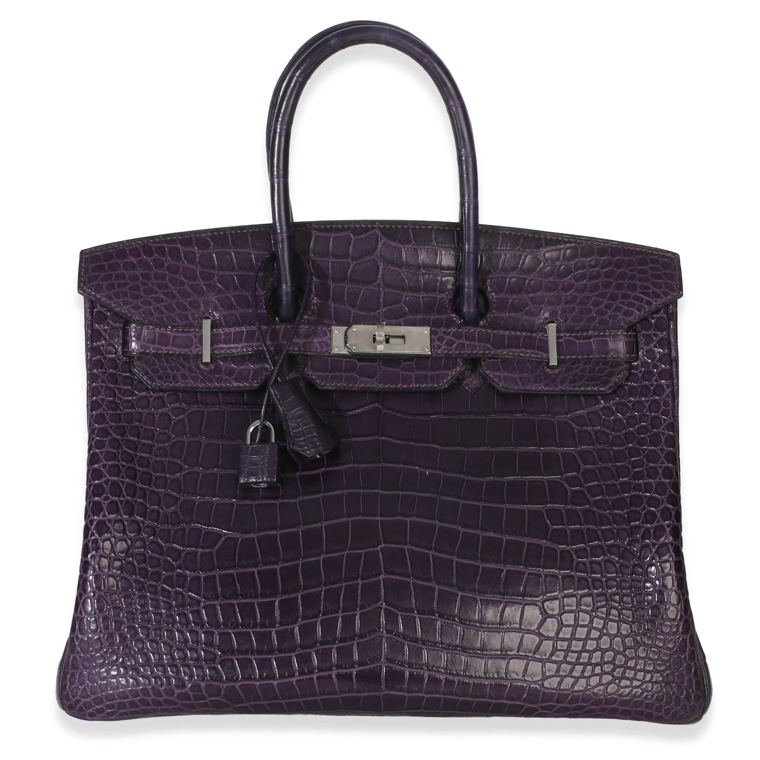 Hermès  Matte Niloticus Amethyst Crocodile Birkin 35 PHW