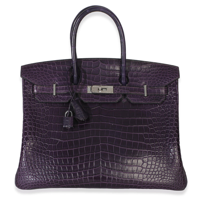 Hermès  Matte Niloticus Amethyst Crocodile Birkin 35 PHW