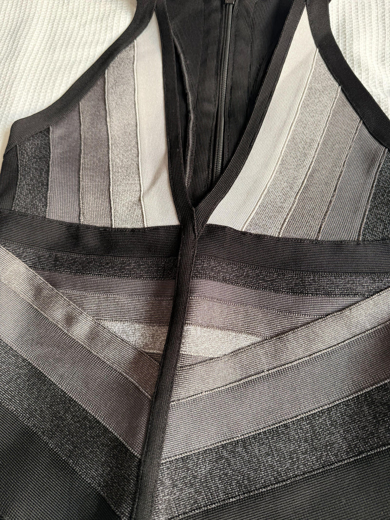 Herve Leger Black/Grey Bandage Dress