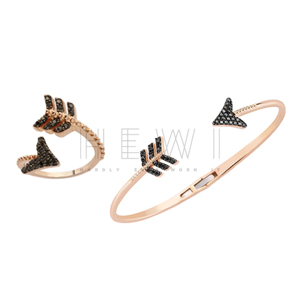 Bee Goddess Black Diamond Eros Arrow Ring & Bracelet