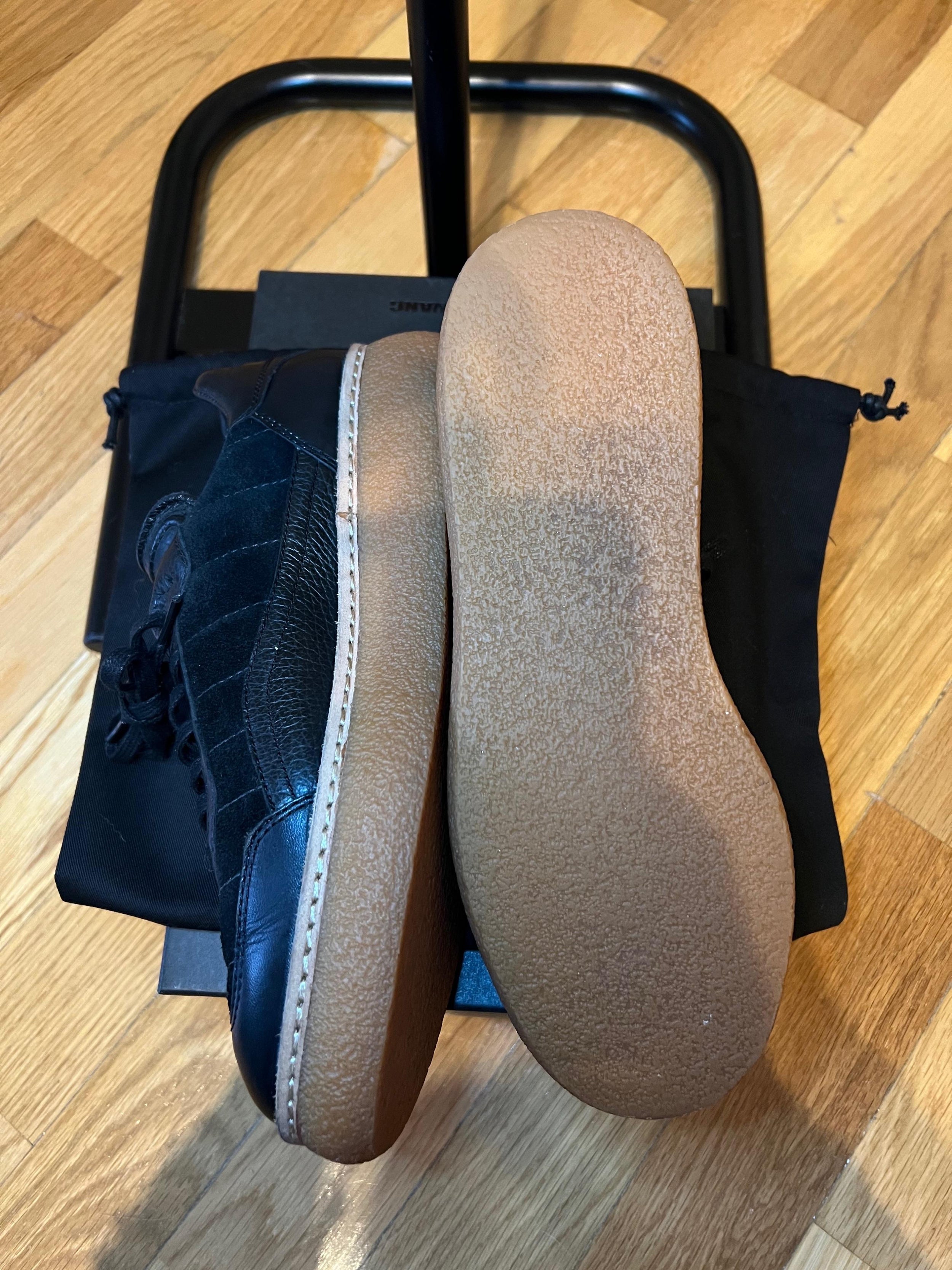 Black Leather & Suede Crepe Sole Trainers