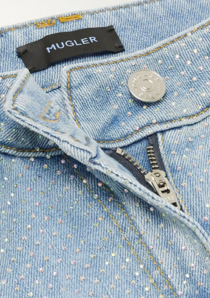 Mugler Crystal-Embellished Flared Jeans