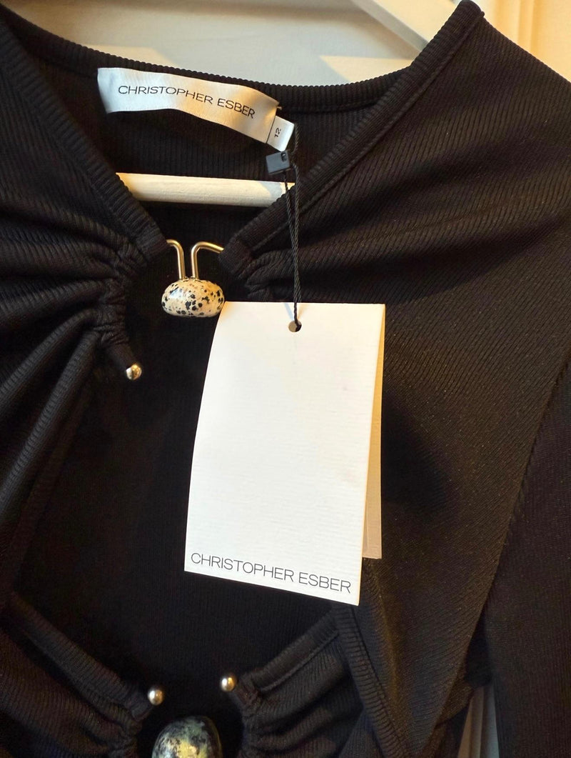 Christoper Esber Black Jersey Cut Out Dress