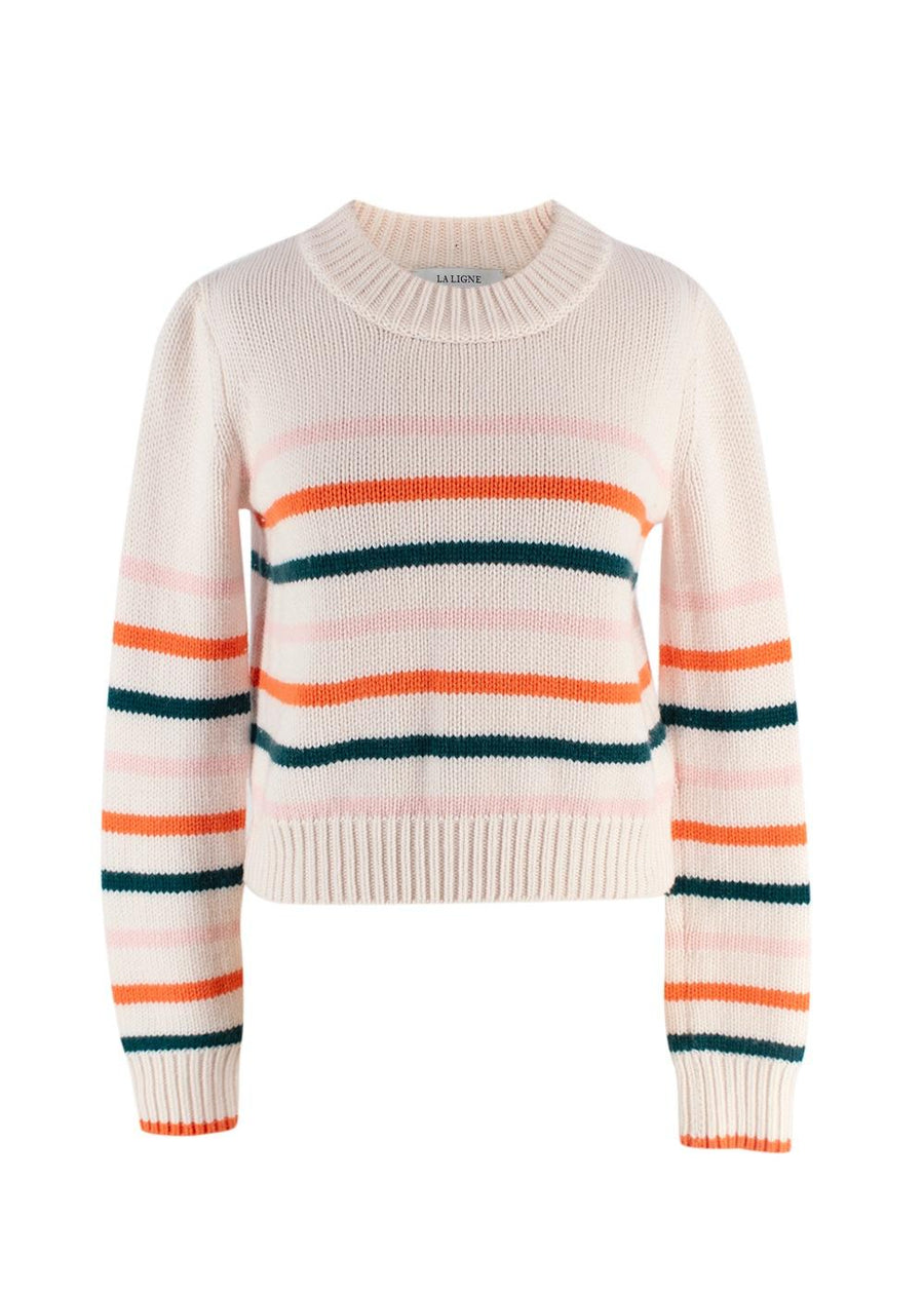 La Ligne White Striped Wool Blend  Jumper