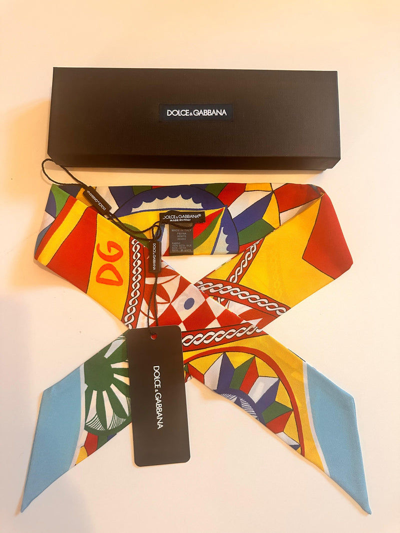 Dolce & Gabbana Floral Sicily Caretto Maiolica Twilly Scarf
