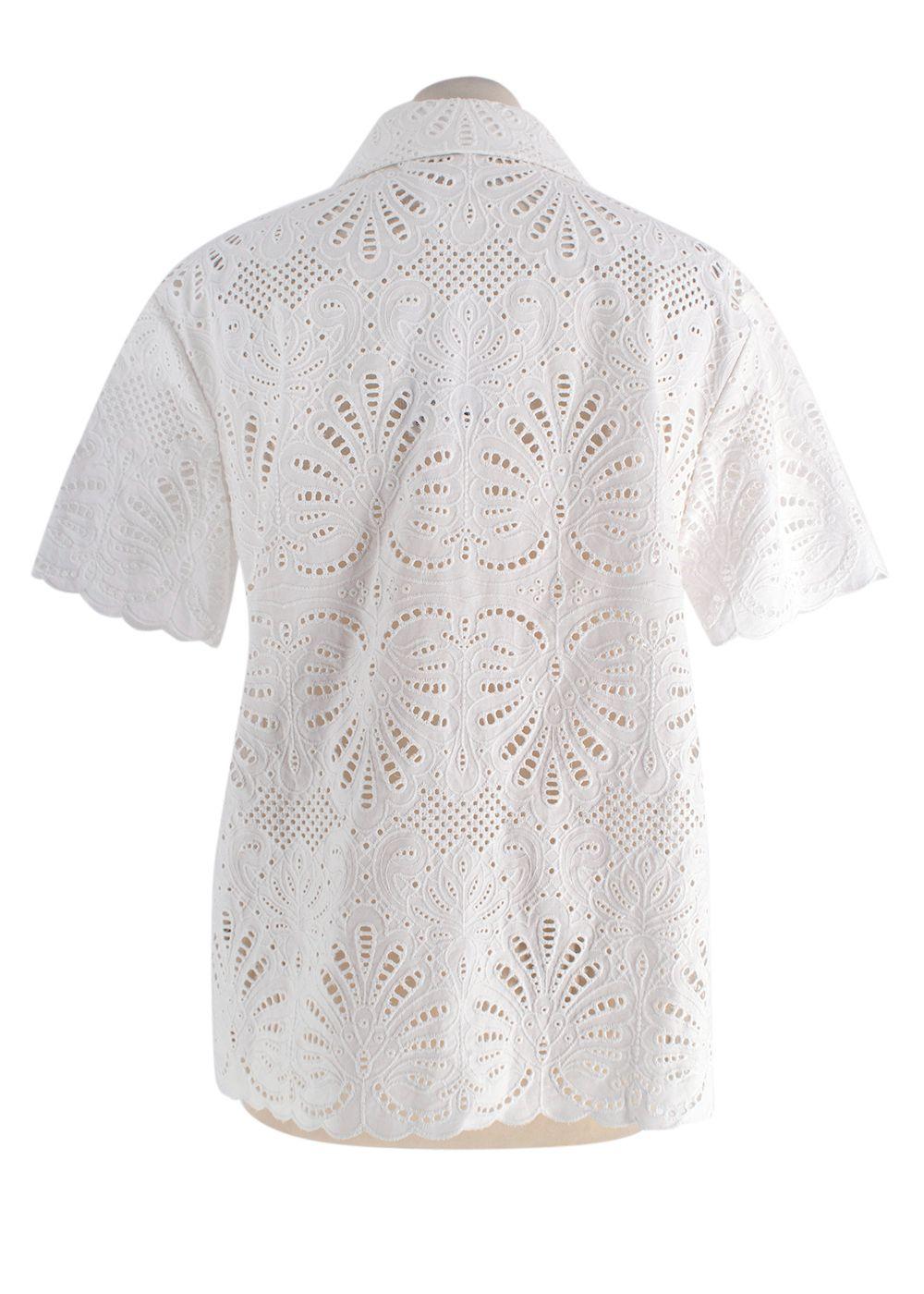 Self Portrait White Broderie Anglaise Shirt