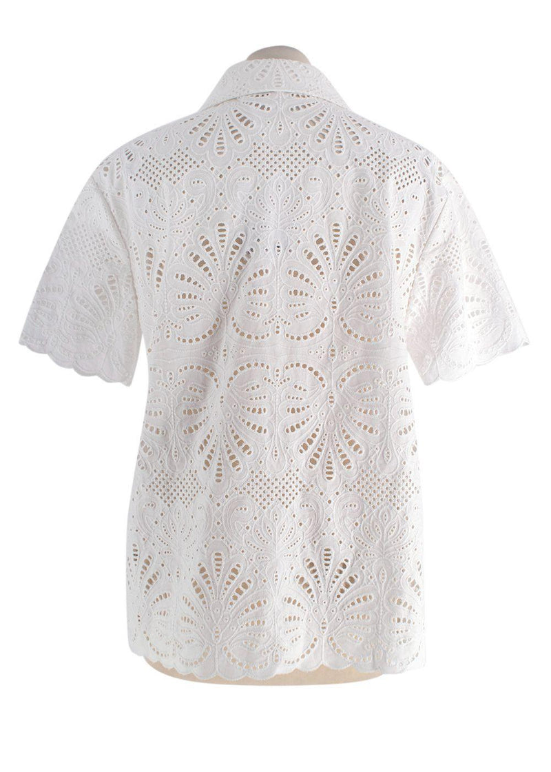 Self Portrait White Broderie Anglaise Shirt