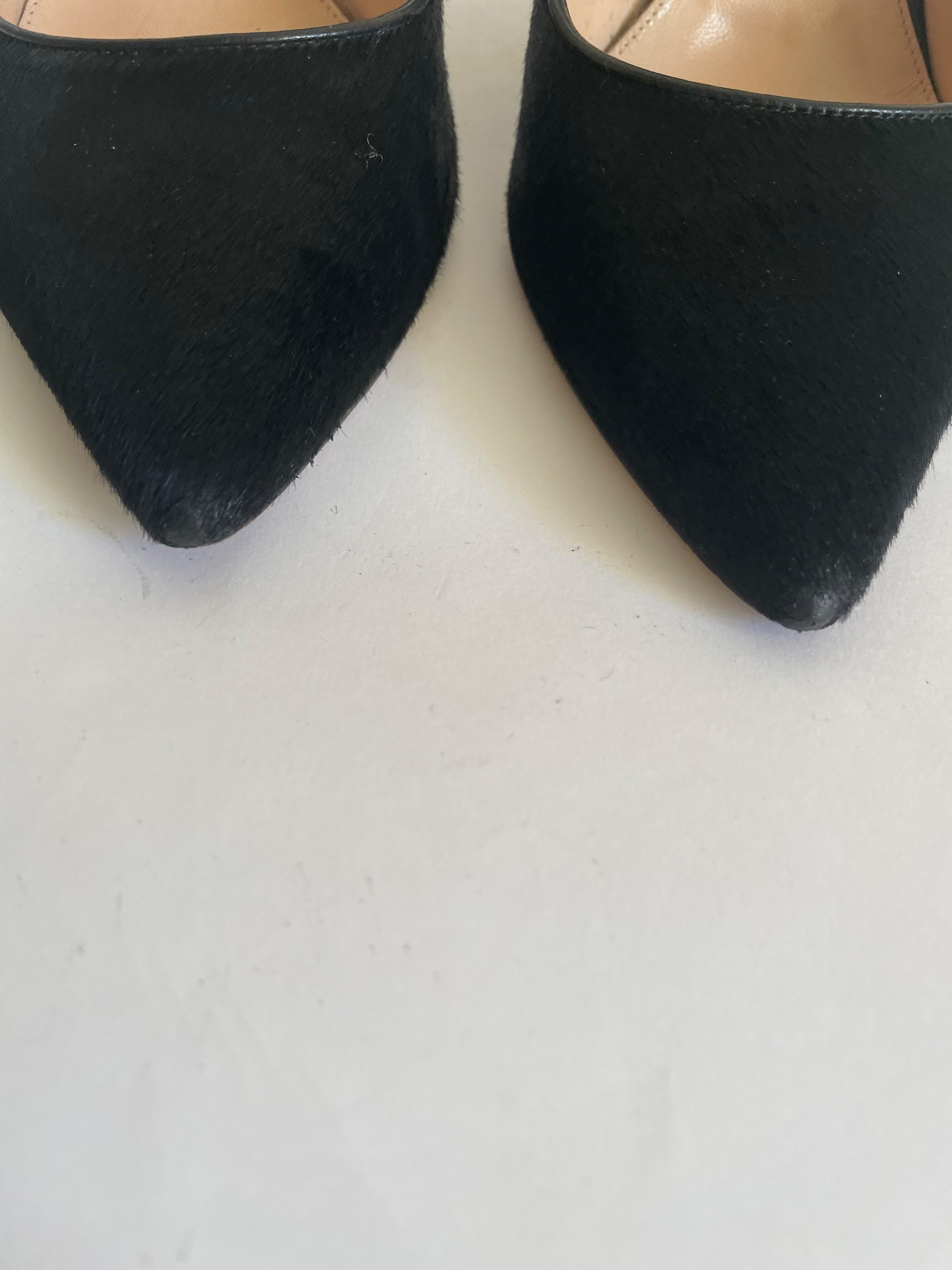 Black Pony Hair Pointed Toe Pumps