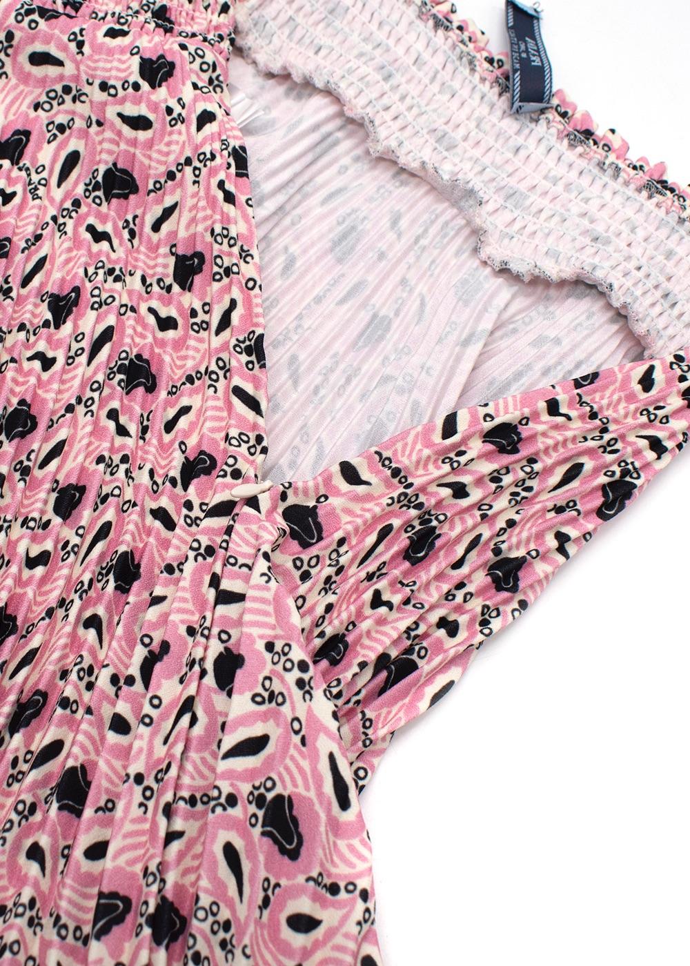 Prada Pink Floral Pleated Midi Skirt