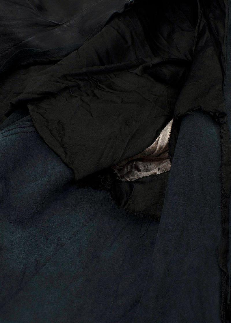 Rick Owens Black Asymmetric Leather Jacket