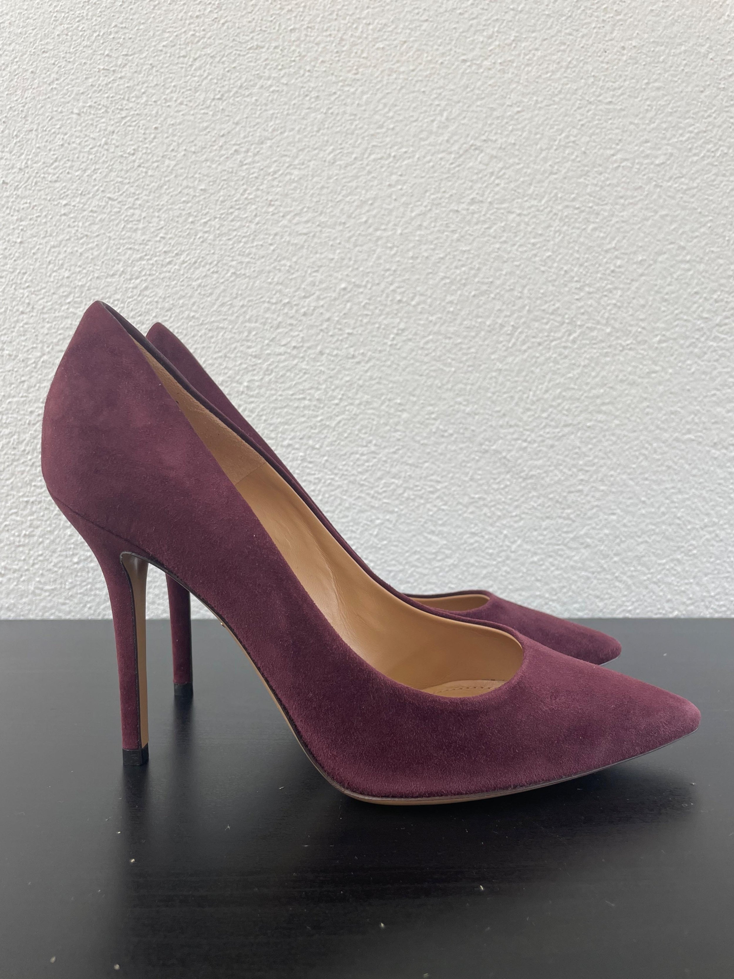 Ferragamo Burgundy Suede Pumps
