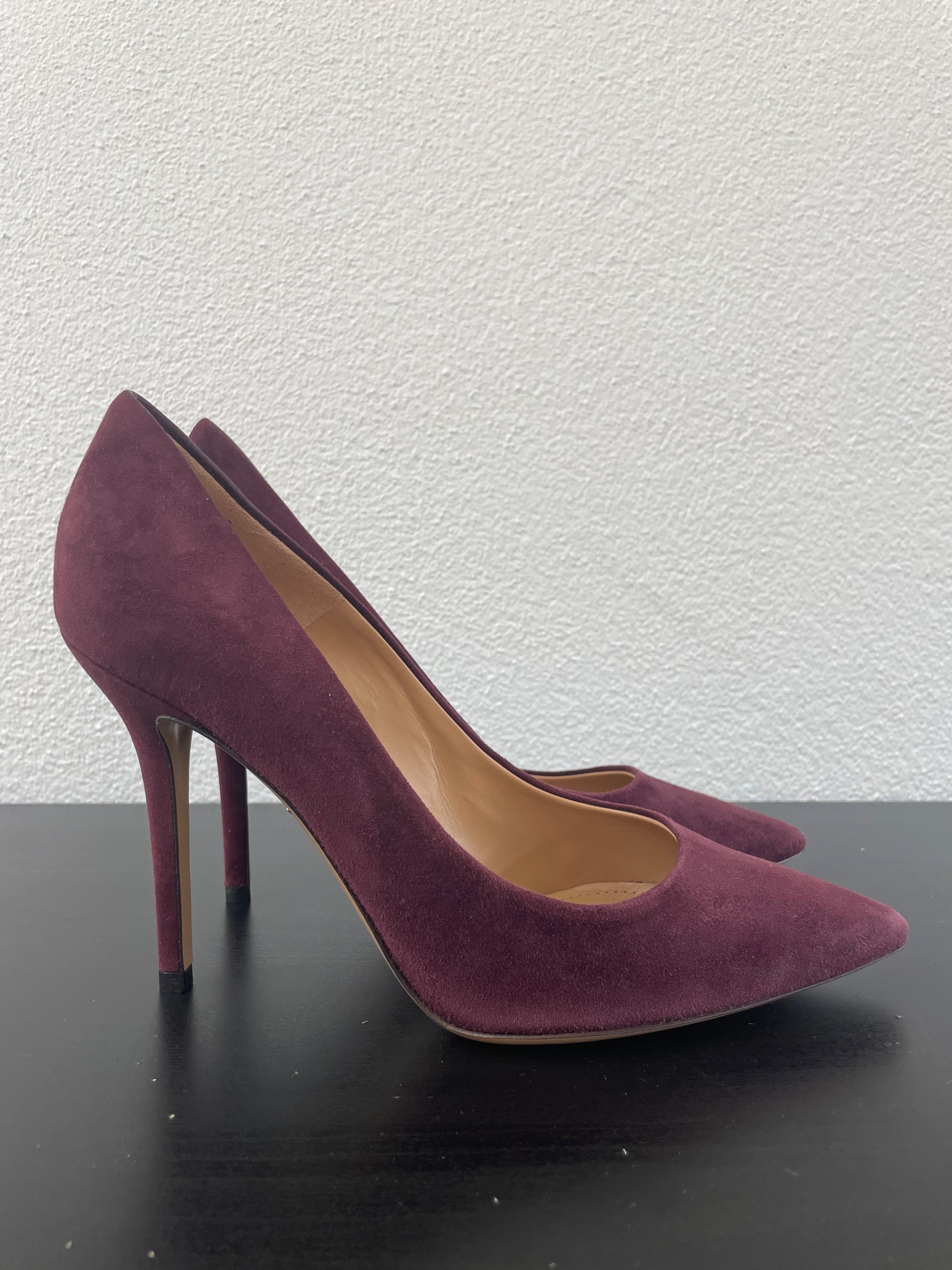 Ferragamo Burgundy Suede Pumps