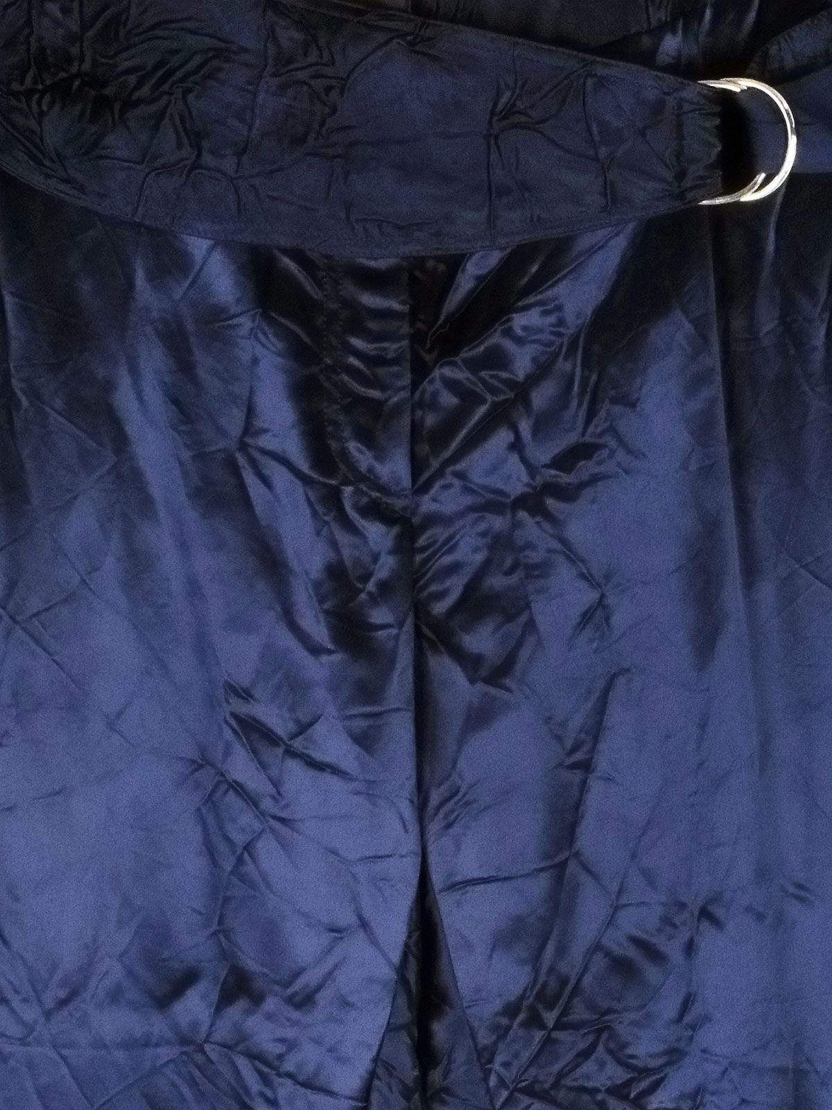 Navy Hammered Satin Buckle Pants