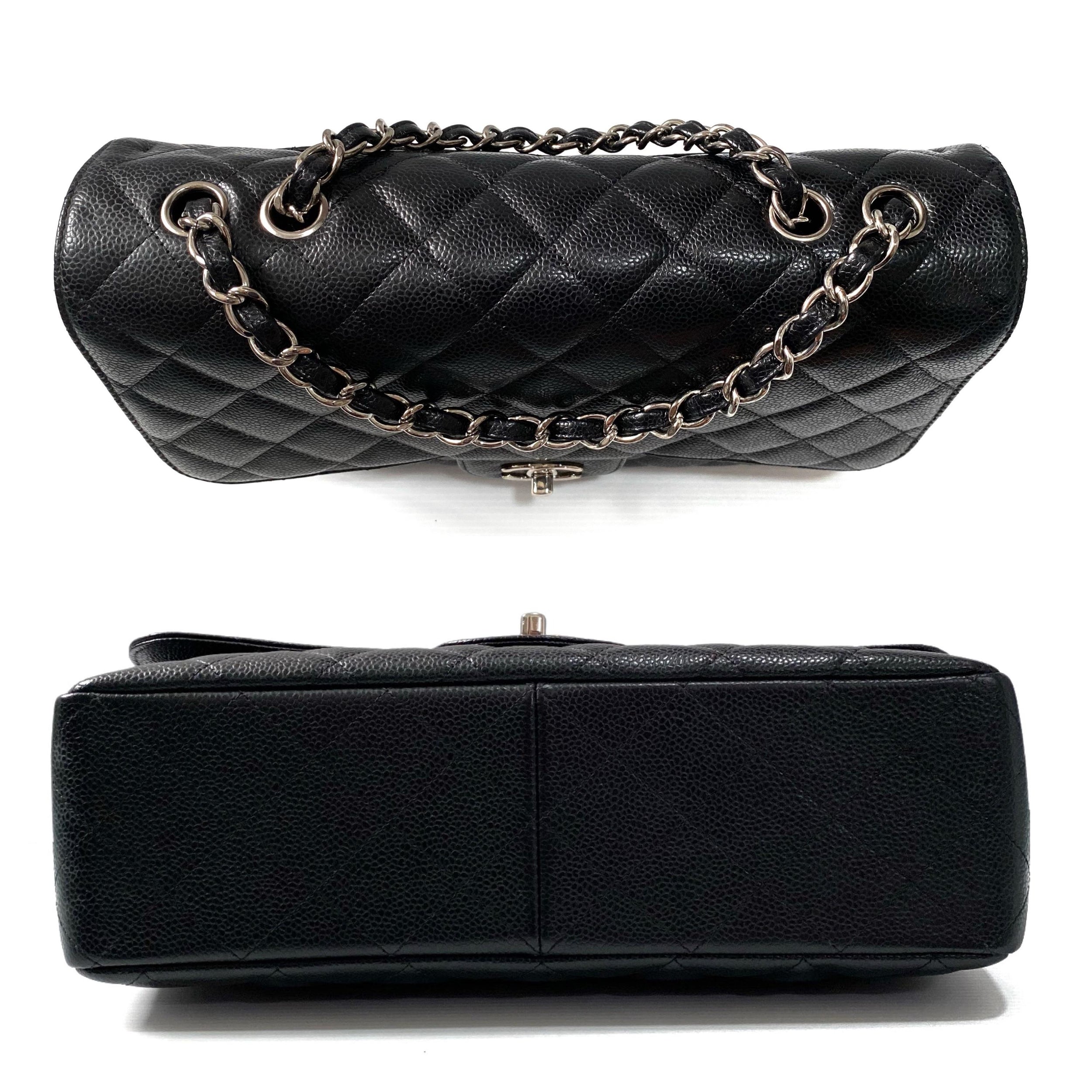 Classic Black Quilted Caviar Jumbo  Single Flap