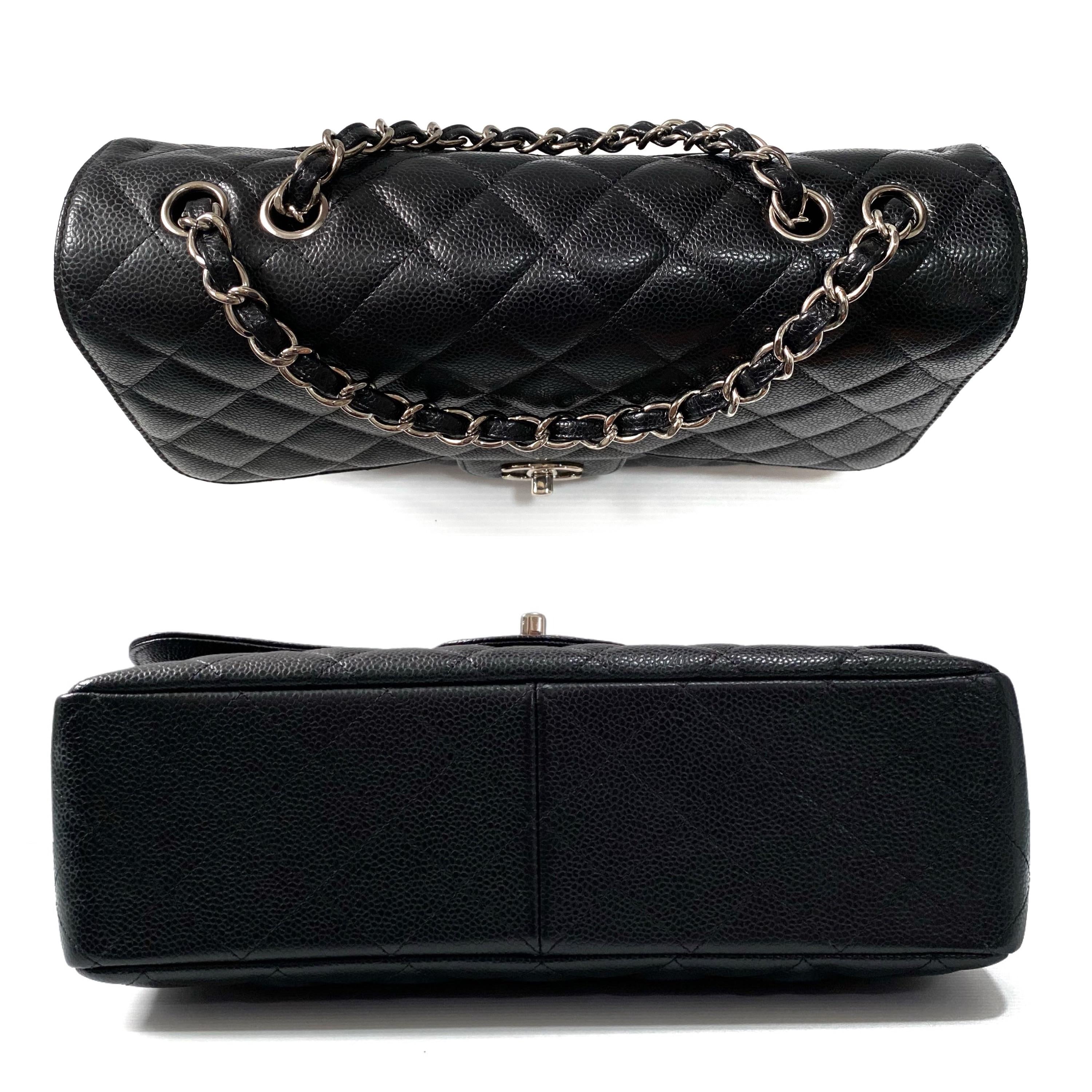Classic Black Quilted Caviar Jumbo  Single Flap