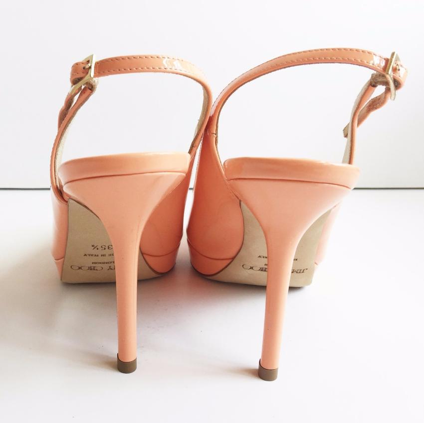 Jimmy Choo Nova Patent Leather Slingback Platform Sandals