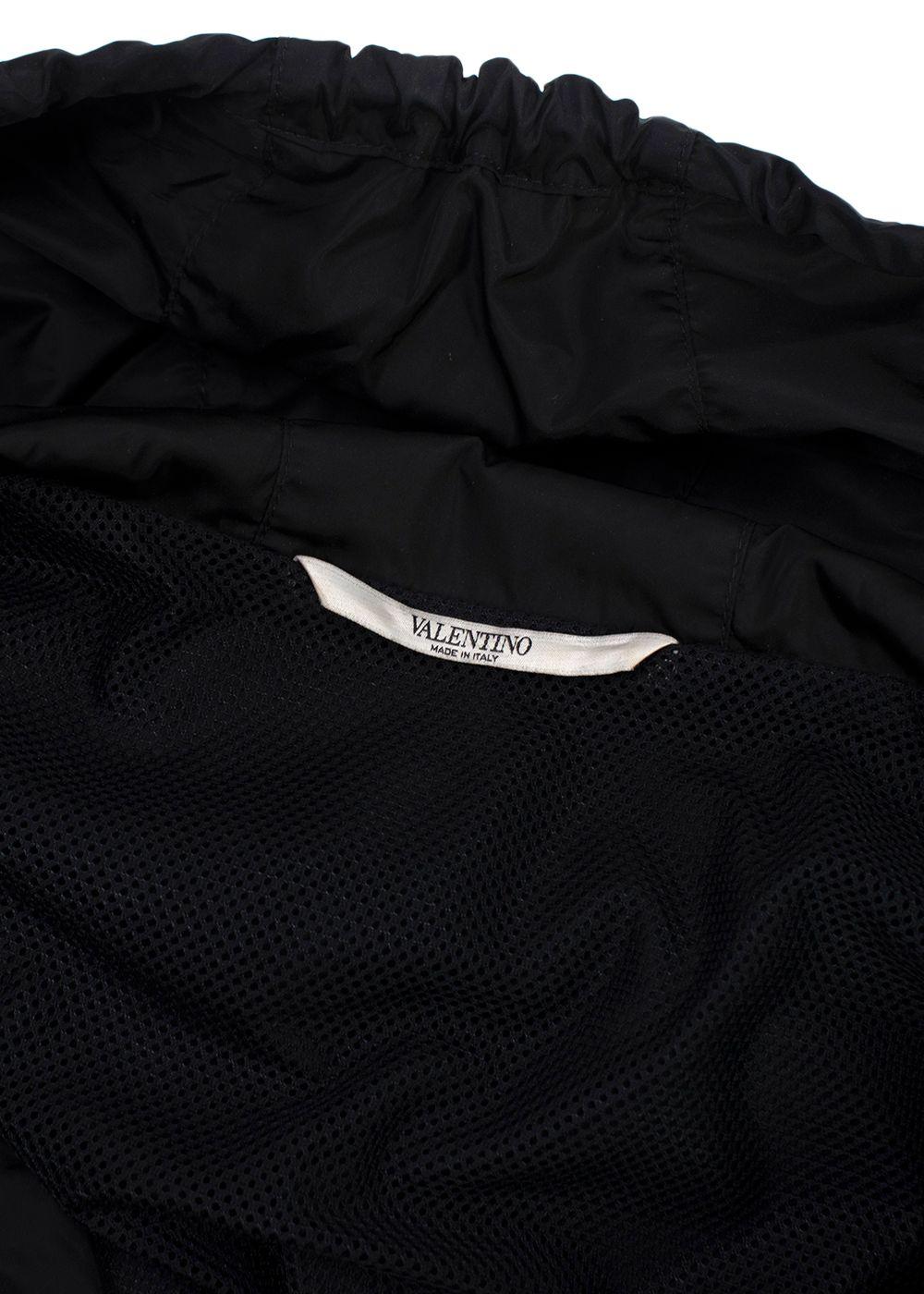 Valentino Black Hooded VLTN Rain Jacket