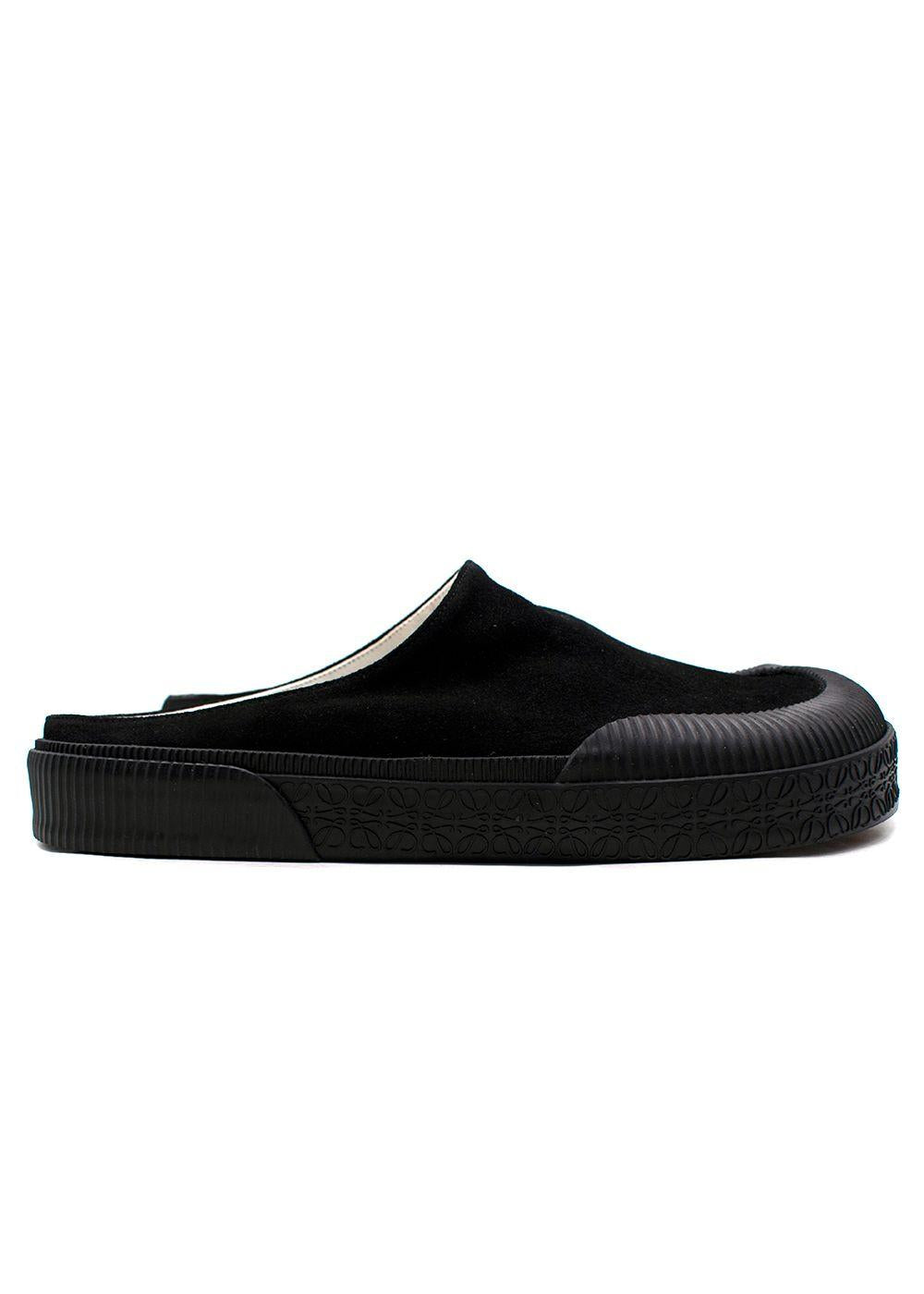 Loewe Black Suede Plimsoll Mules