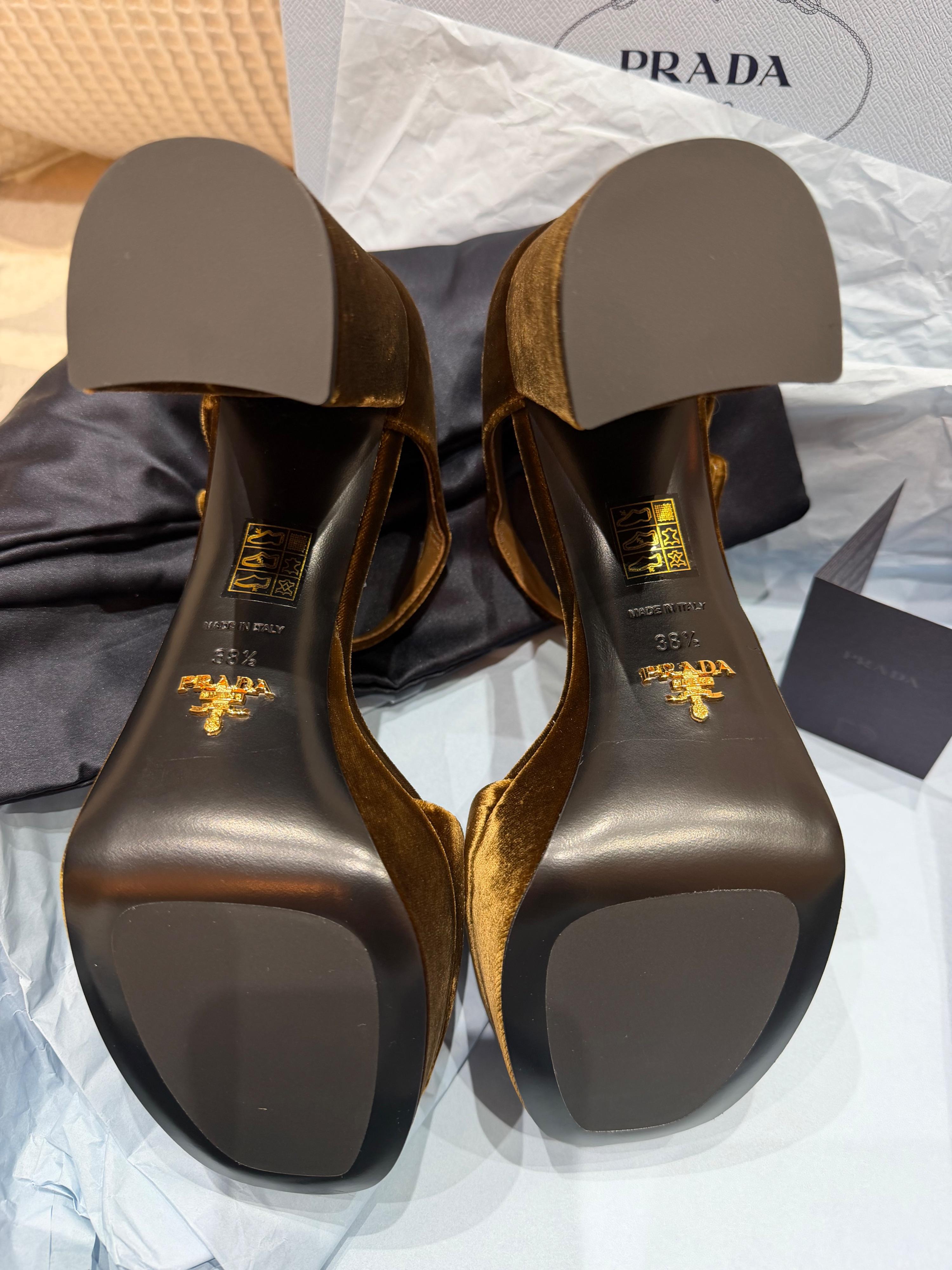 Prada Velvet Peep Toe Sandals