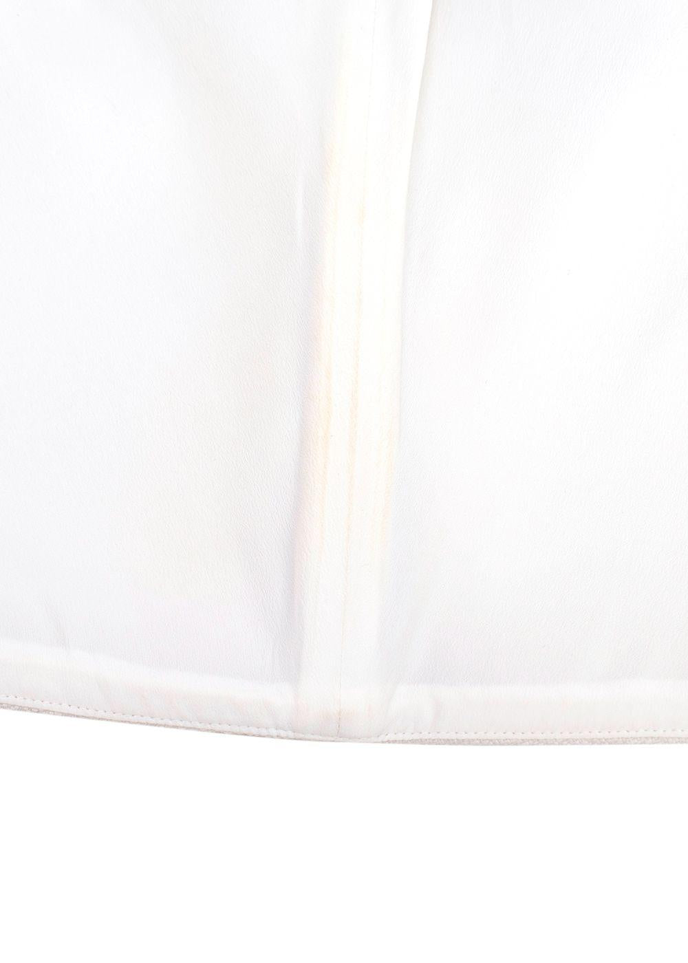 Balenciaga White Sheer Panel Ruched Sleeve High Neck Top