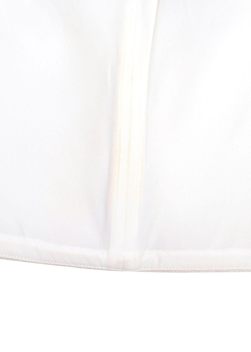 Balenciaga White Sheer Panel Ruched Sleeve High Neck Top