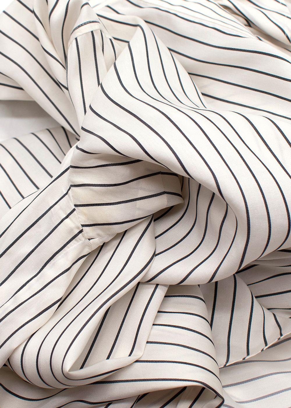 Brunello Cucinelli Black and White Stripe Silk Blouse