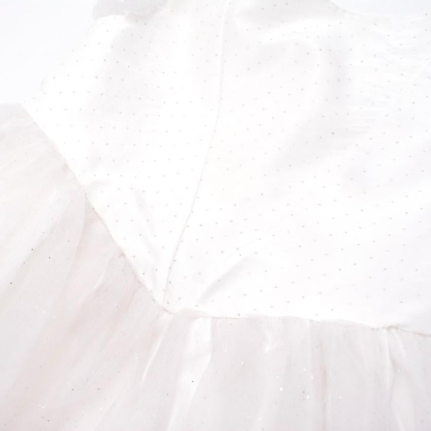Jacadi Girls White Tulle and Glitter Dress with Crown Headband