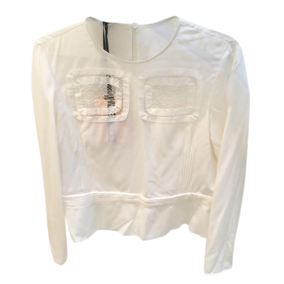 Rochas lace-insert silk blouse